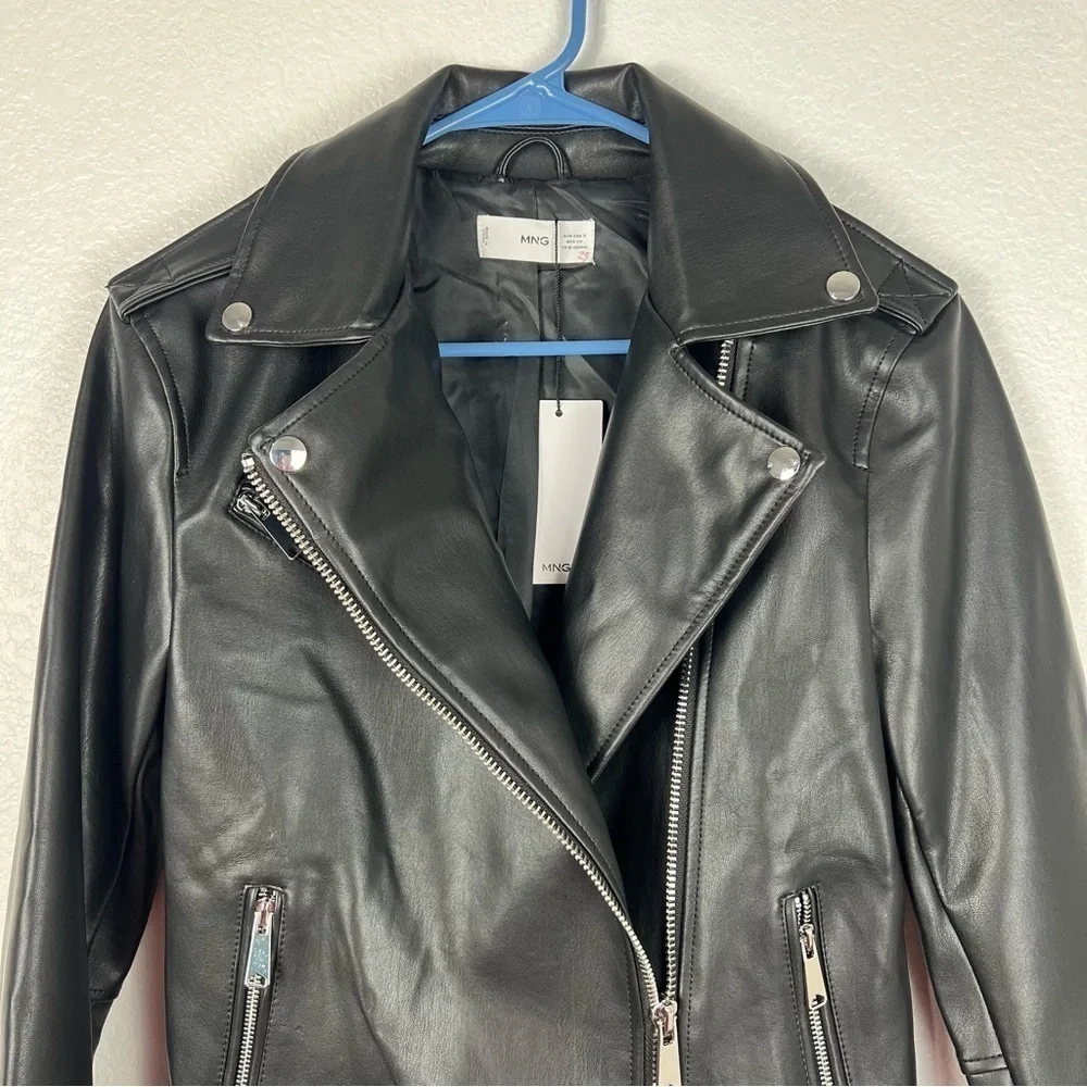 Mango faux leather biker jacket size S - Picture 3 of 9